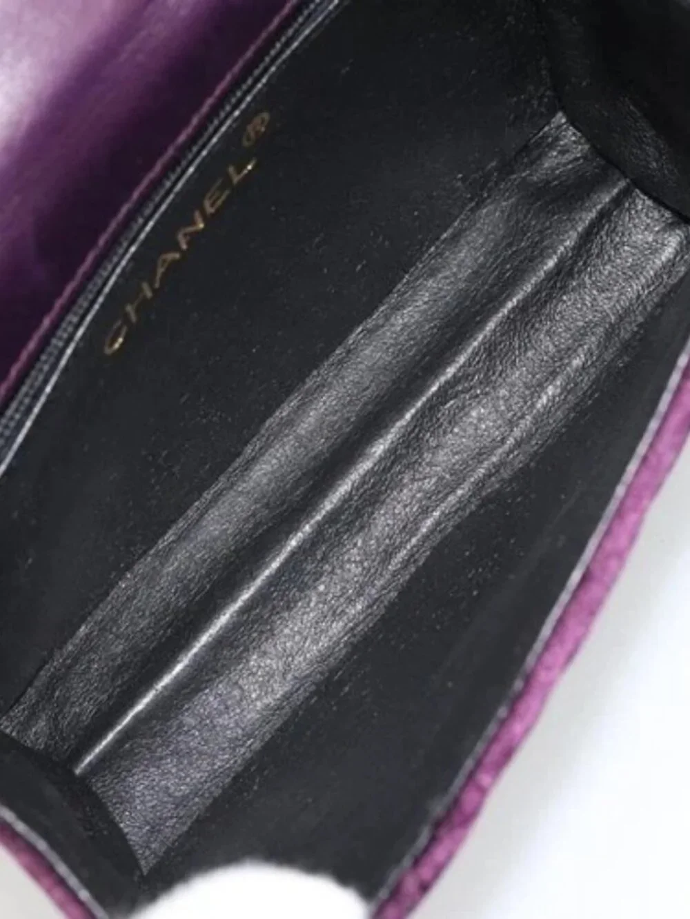 CHANEL Matelasse Chain Camelia Shoulder Bag Velor Purple Gold CC Auth YKZ1012V